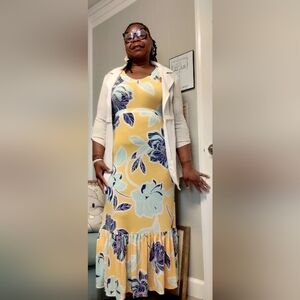 Floral Yellow and Blue Dress